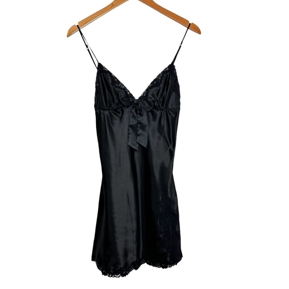 Love La Senza Womens Cami Camisole Chemise Slip Lingerie Sz Small Black Lace Bow